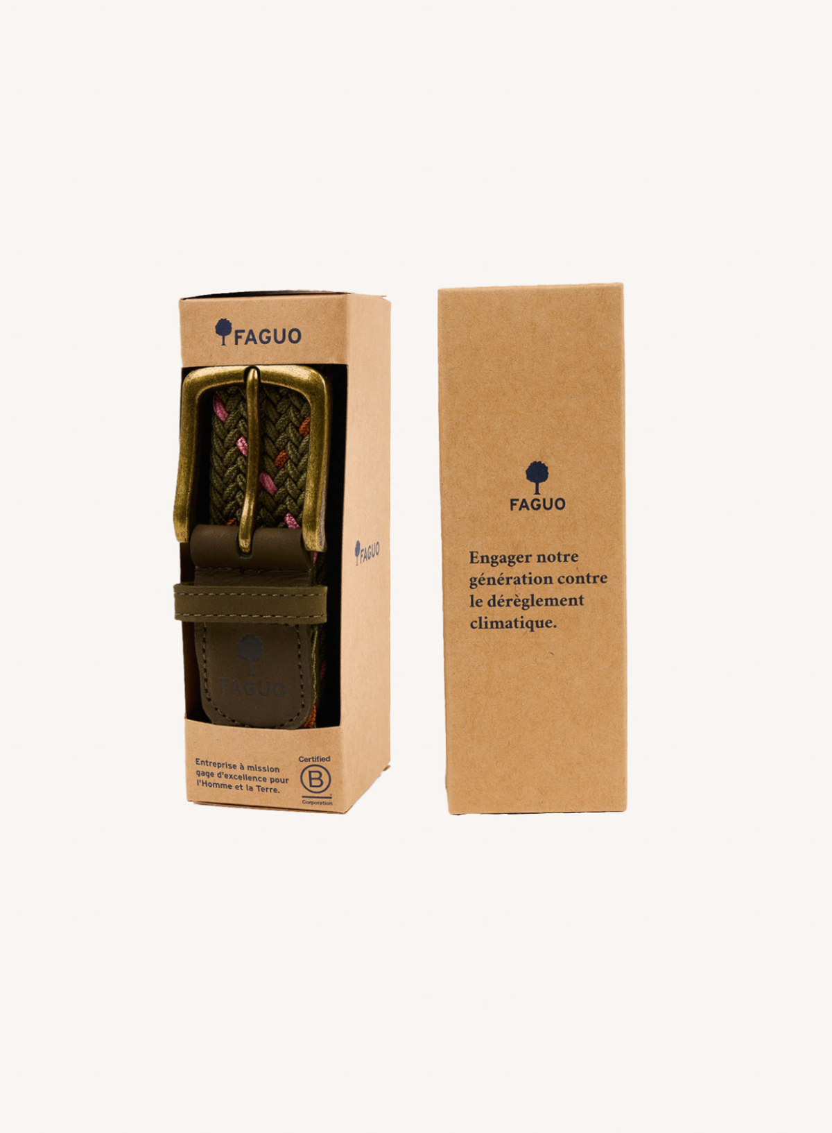 Classic Woven Belt in Kaki KAK25 from Faguo