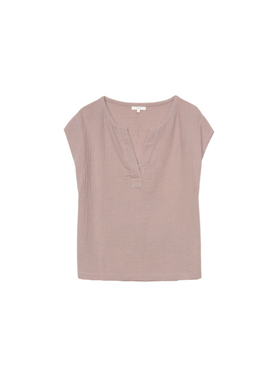 Camelia V-Neck Cap Sleeve Top in Pale Pink from Yerse