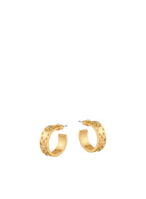 Margot Engraved Charm Hoop Earrings in Gold from Big Metal