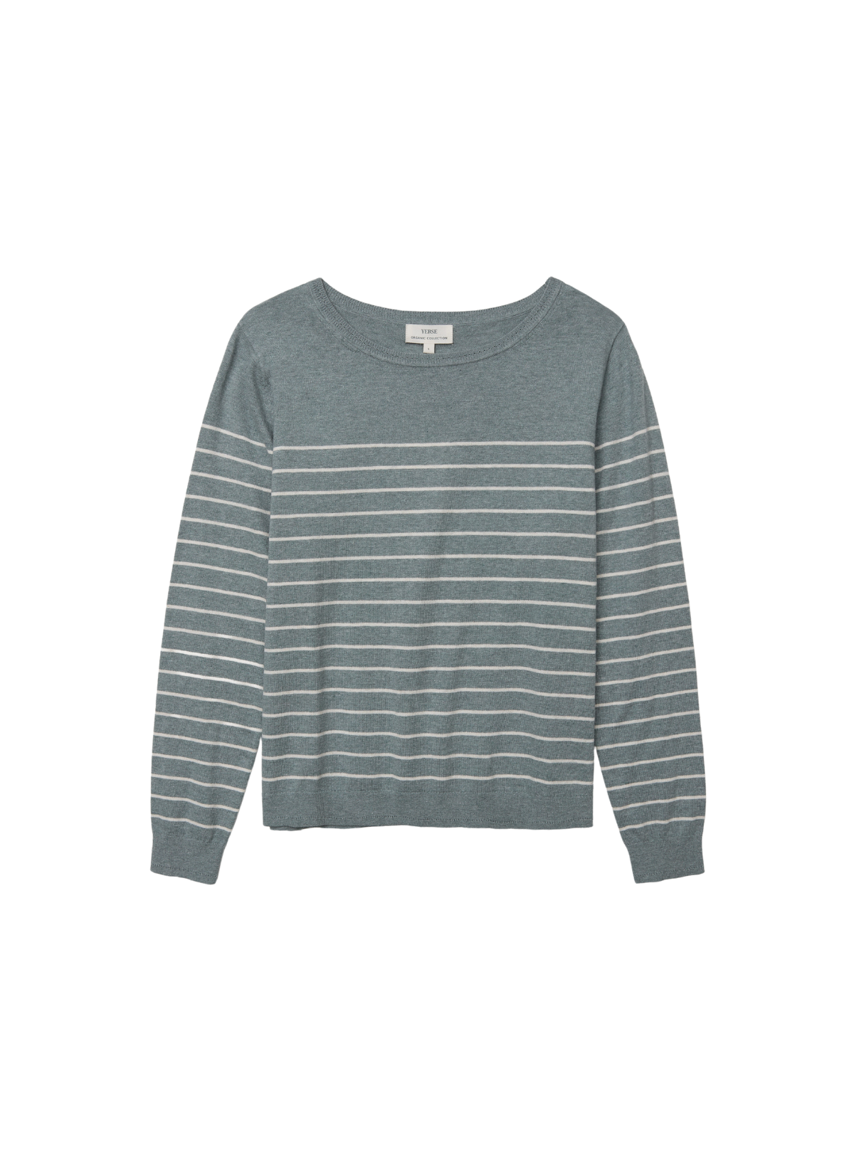 O-Clarins Knit Jumper in Greyish-Green Stripe from Yerse