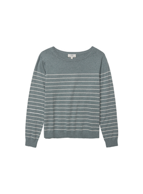 O-Clarins Knit Jumper in Greyish-Green Stripe from Yerse