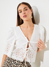 Linda Tie Front Blouse in White from Suncoo