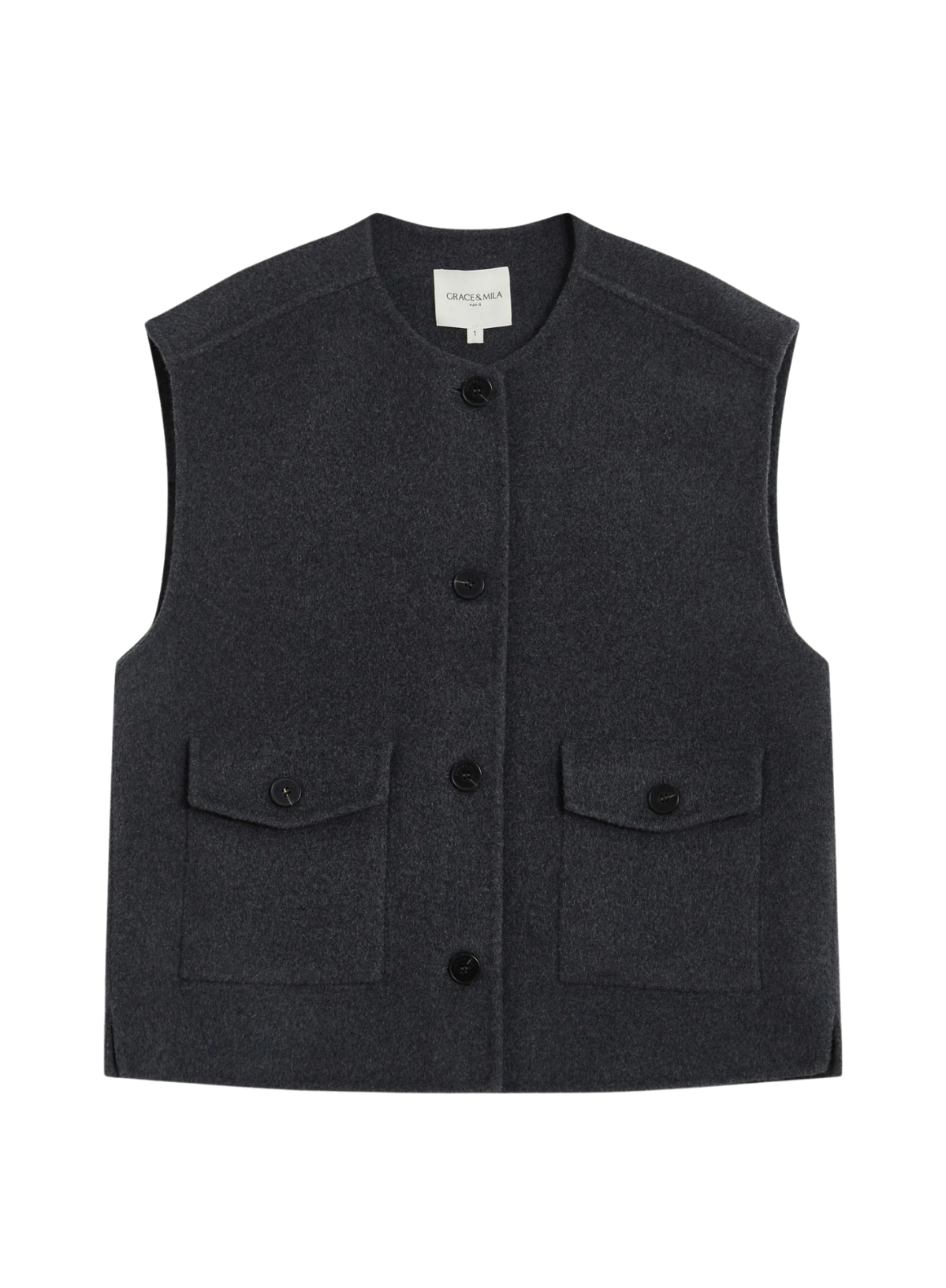 Grace & Mila Oversized Adagio Sleeveless Jacket in Anthracite