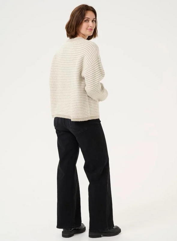 Ellery Knit Pullover in Feather Grey/Chalk Structure from Kaffe