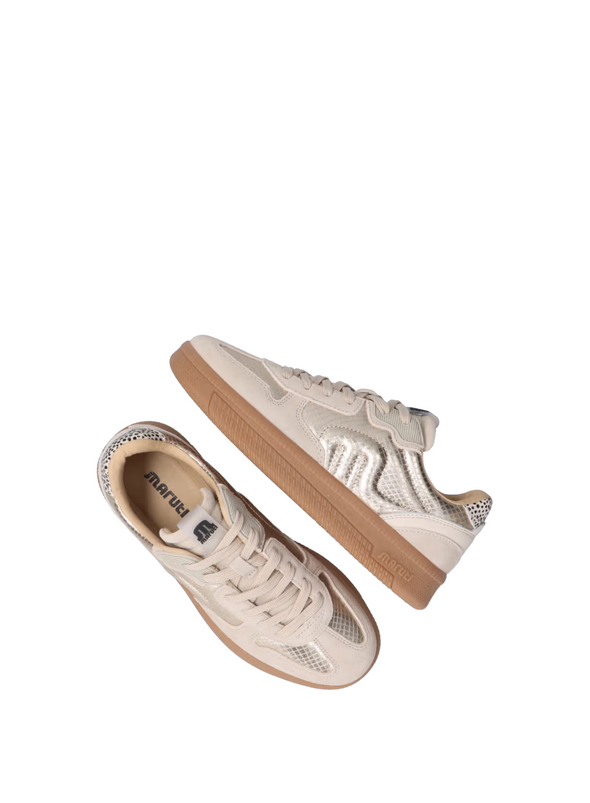 Yale Suede Trainers in Taupe & Gold from Maruti