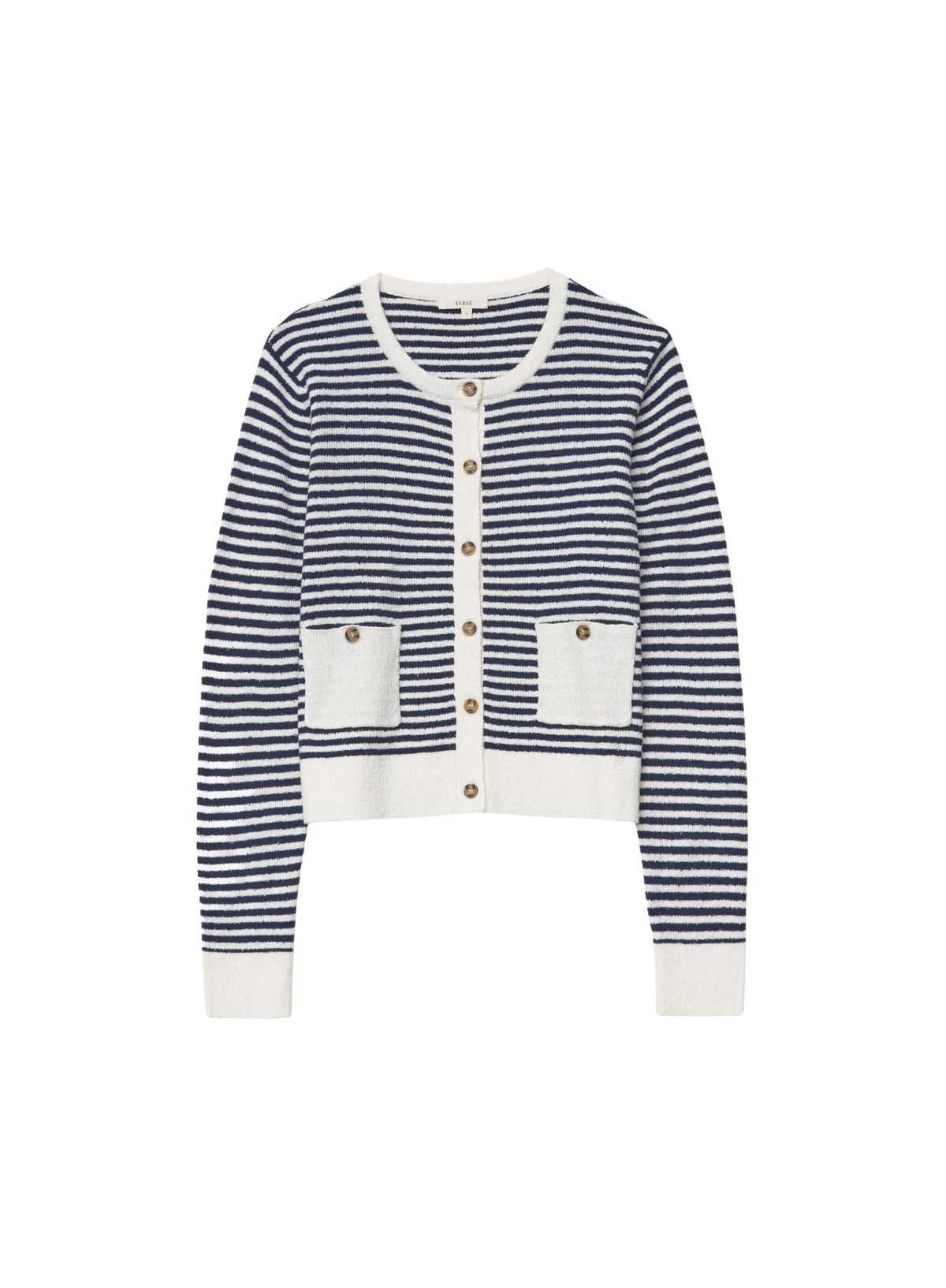 Riz Cardigan in Navy/Crudo Stripe from Yerse