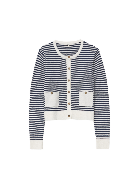 Riz Cardigan in Navy/Crudo Stripe from Yerse
