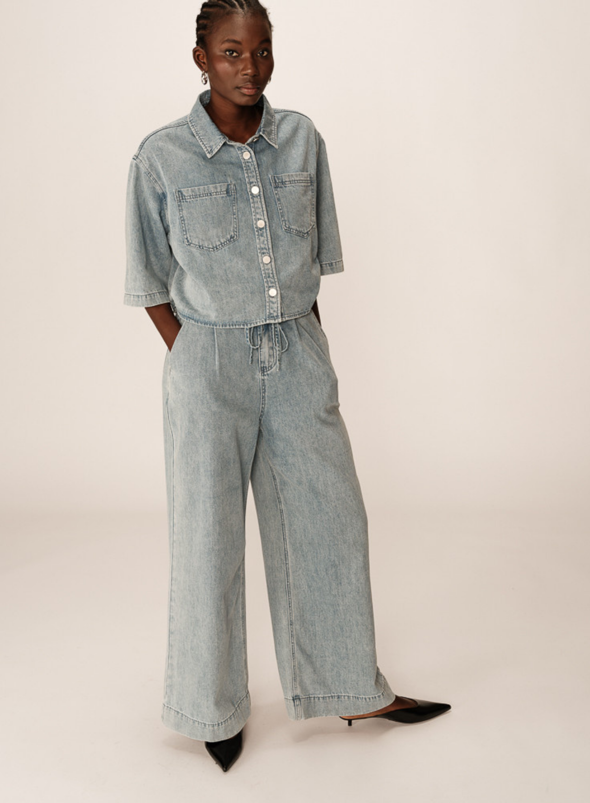 Pompon Trousers in Sky Blue from Grace & Mila