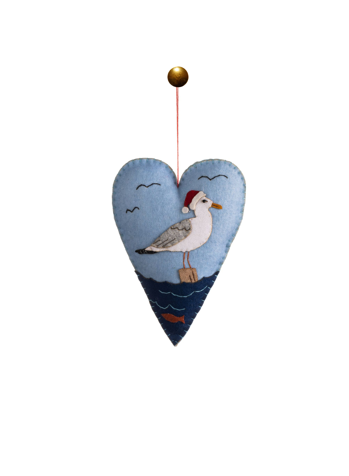 Seagull on Blue Heart Hanging from Shoeless Joe