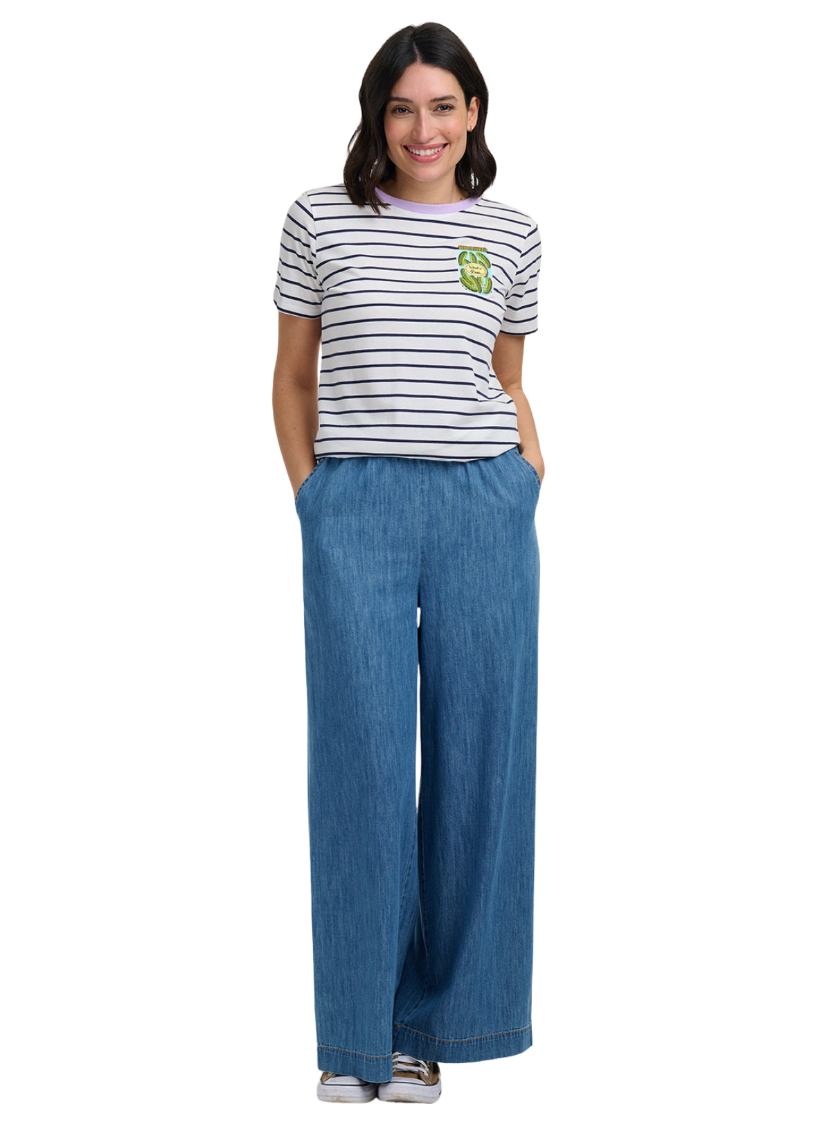 SugarhillI Maggie T-Shirt Off White/Navy stripes Pickle jar