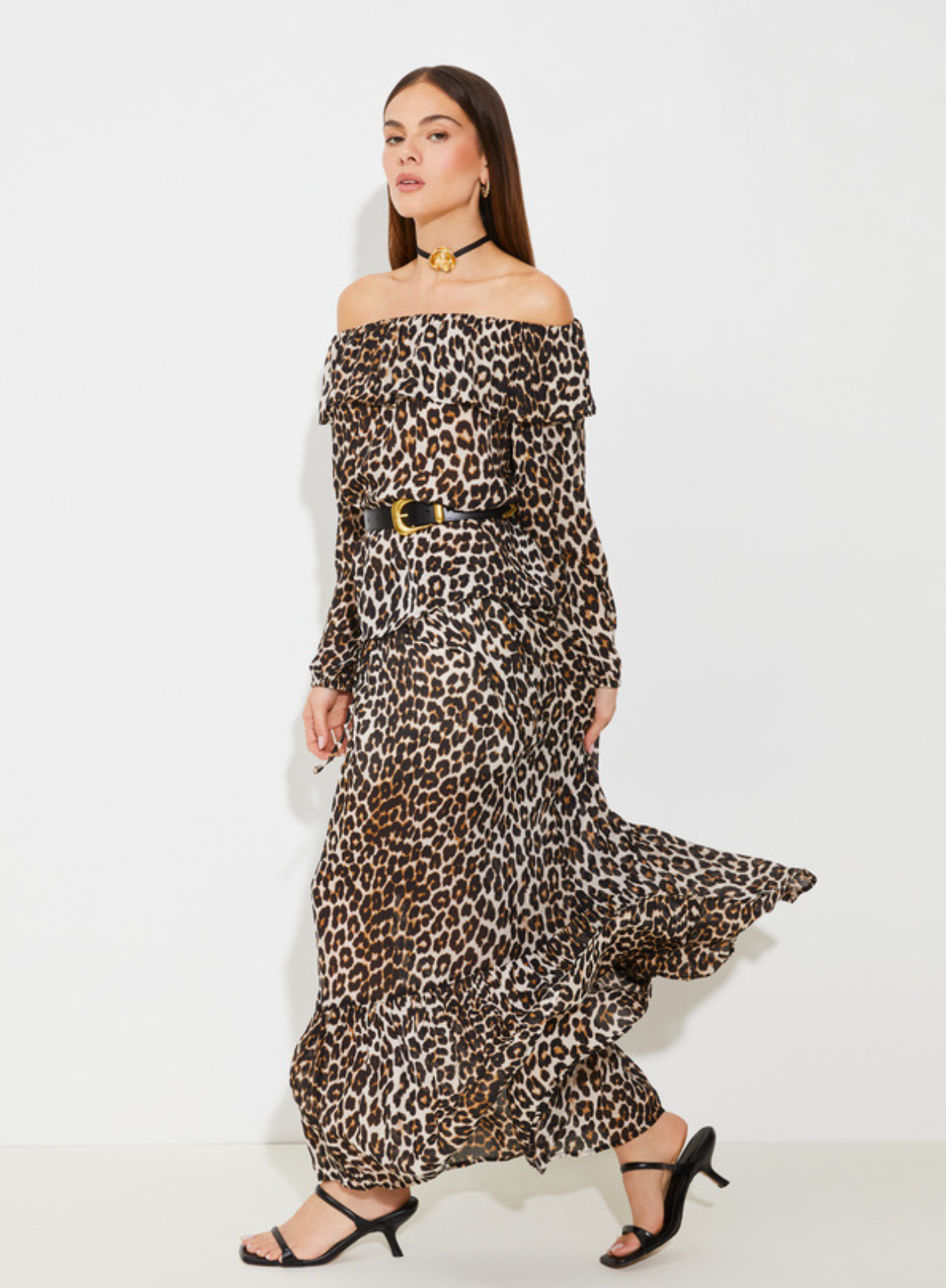 Fado Skirt in Beige Leopard Print from Suncoo