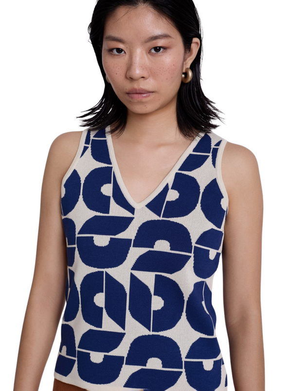 Jacquard Knit Top in Royal from Skatïe