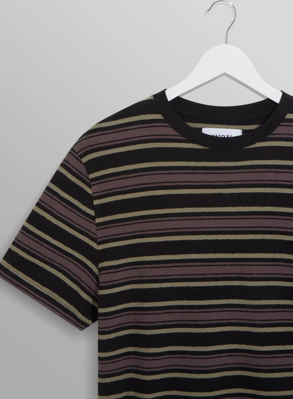 Dean SS Tee in Brush Stripe Charcoal from Wax London