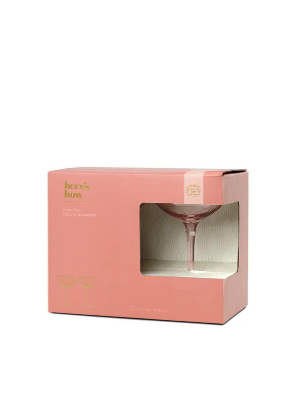 The Lou Coupe Glass Set of 2 in Blush from Designworks Ink