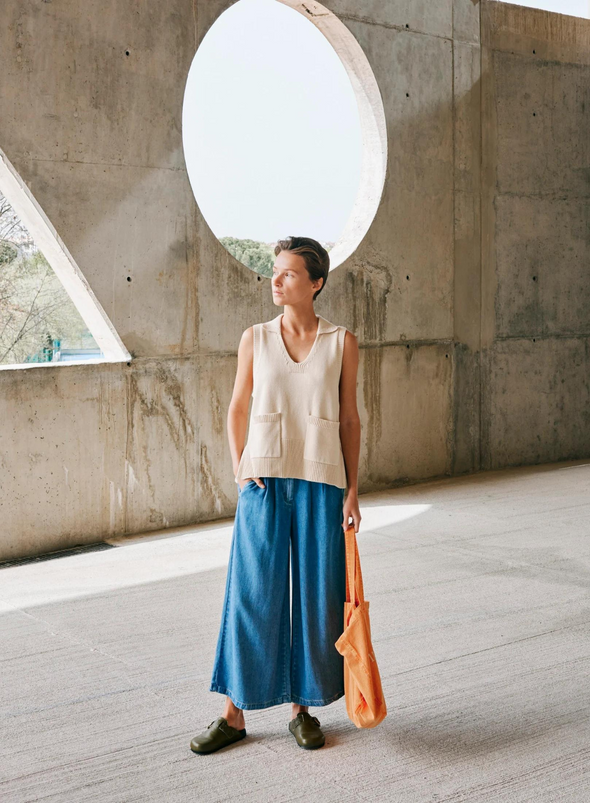 Cropped Denim Trousers in Light Blue from Indi & Cold