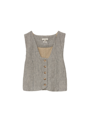 Amara Button Waistcoat in Beige Stripes from Yerse