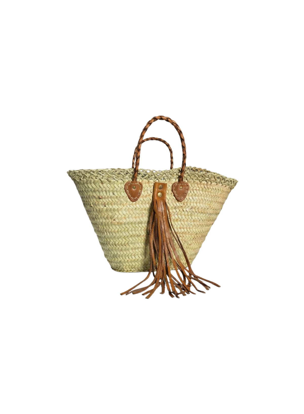 Melecraft Straw Market Tote with Braided Handles & Tassel