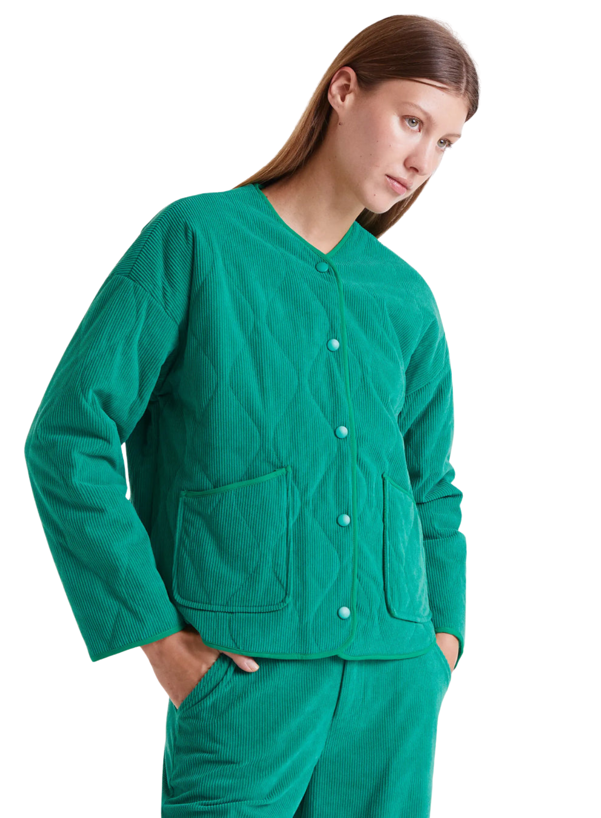 Corduroy Fabric Jacket in Green from Compañia Fantastica