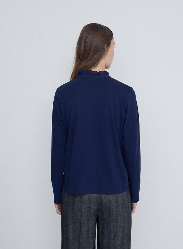Chantal Long Sleeve Top in Navy from Yerse