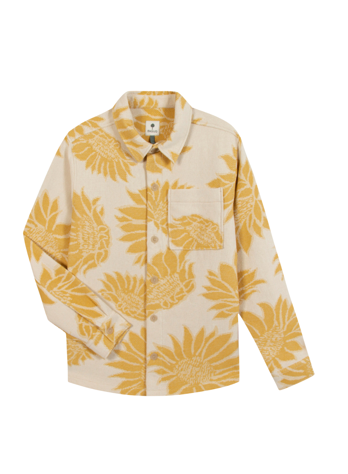 Faguo Gastine Woven Overshirt in Cream & Yellow