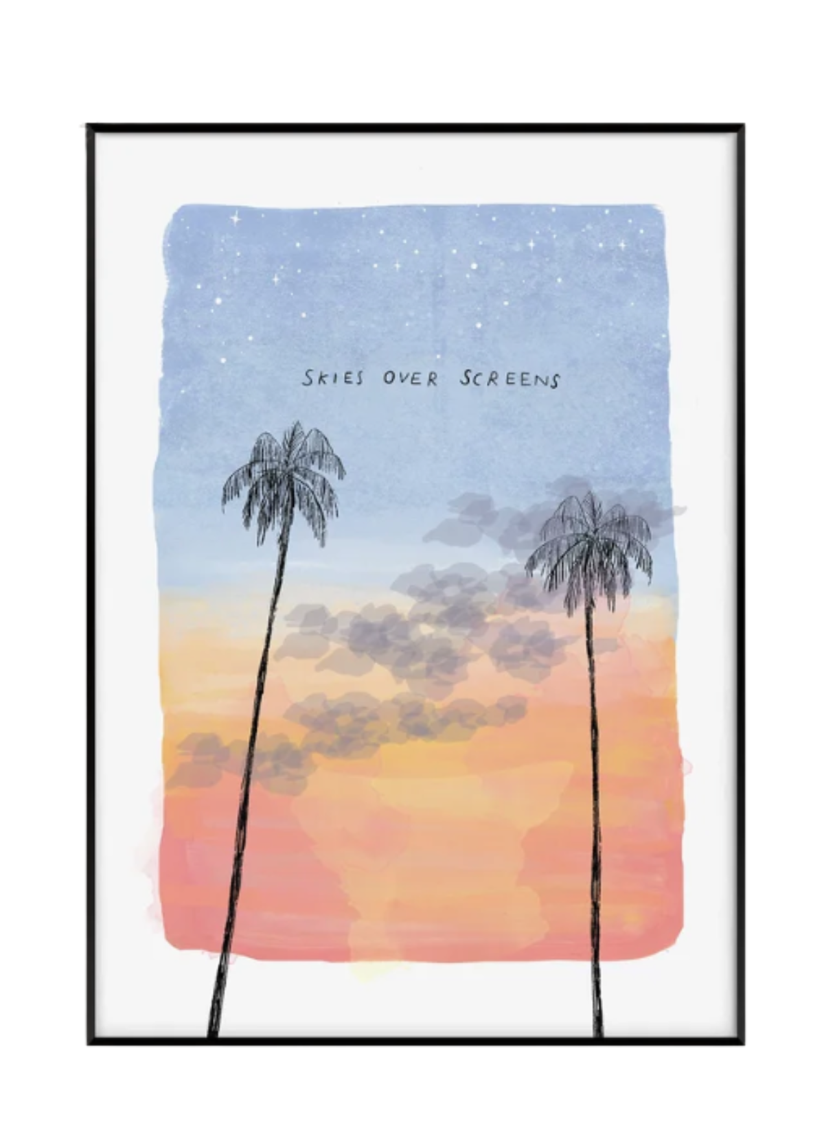 Callie Stay Cool Skies Over Screens Art Print A4