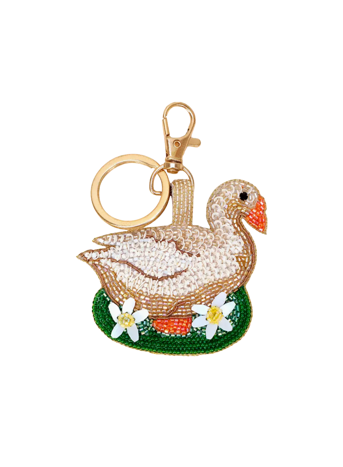 Powder Design Beaded Keyring - Garden Goose