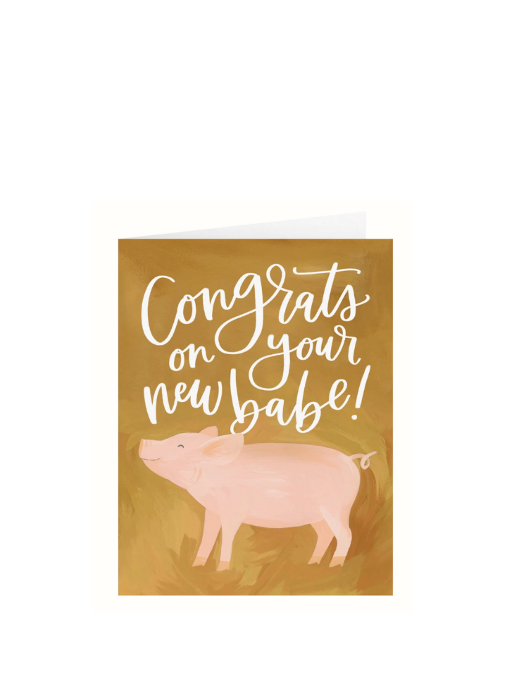 1Canoe2 Baby Pig Congratulations Card