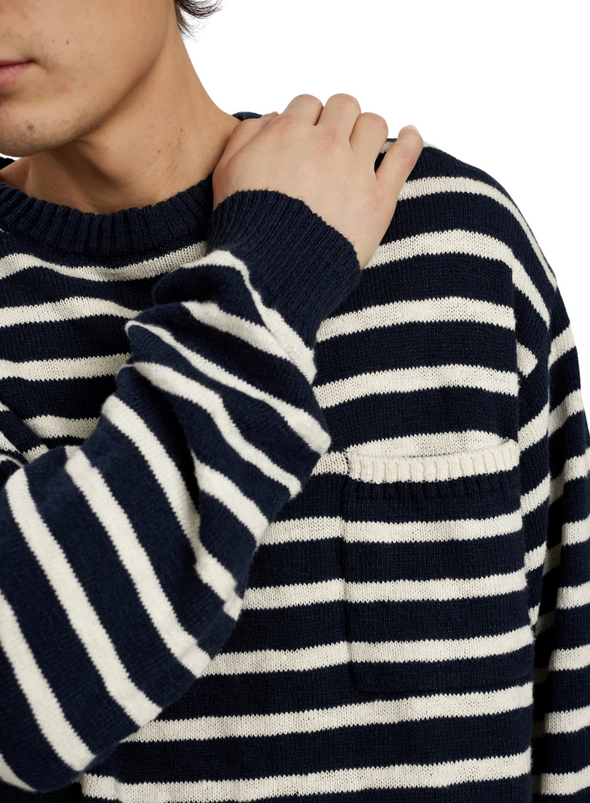 Knud Stripe Pocket Knit in Sky Captain from Anerkjendt