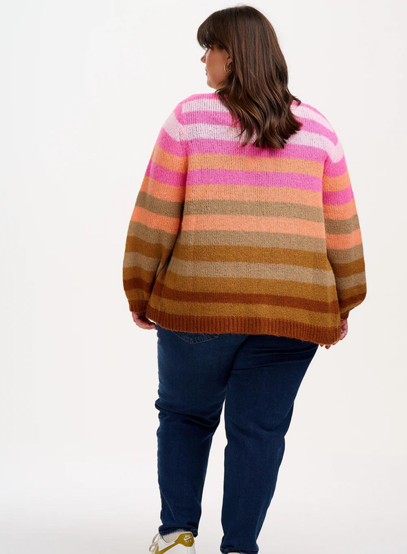 Yvette Cardigan in Multi Ombre Stripe from Sugarhill