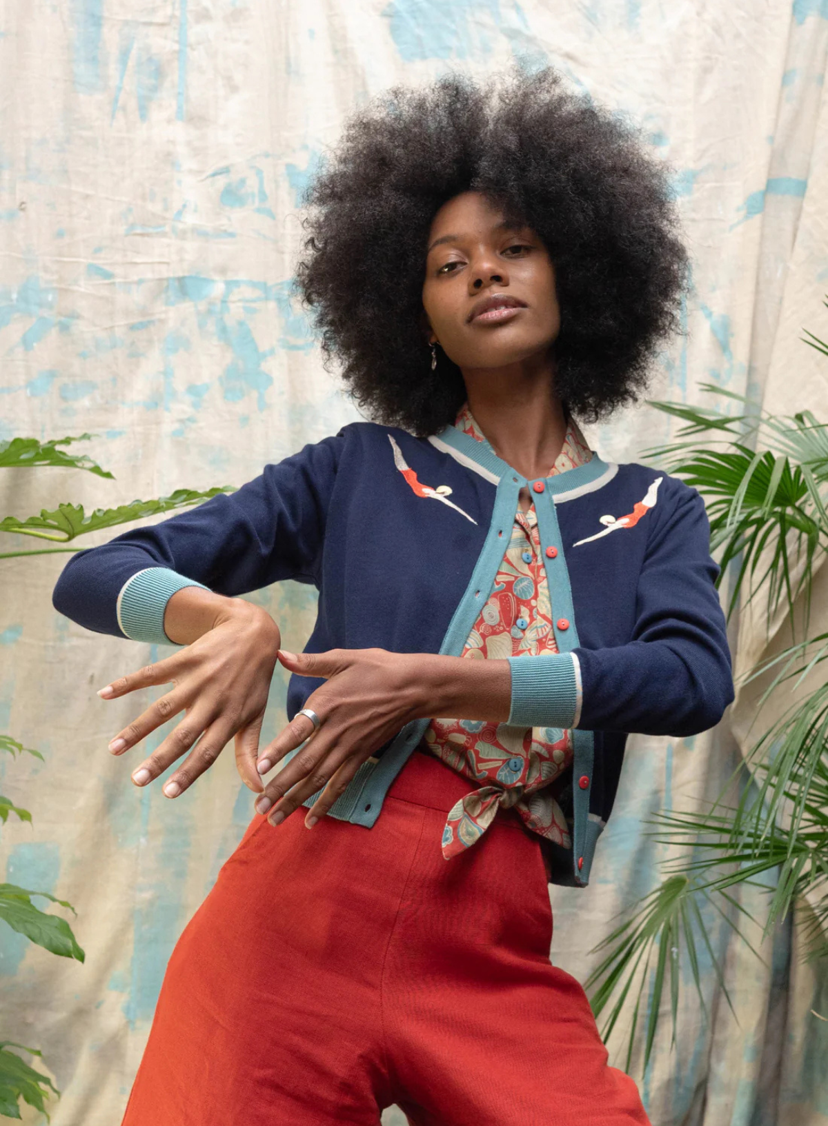 Vera Small Embroidery Cardigan in Navy Divers from Palava