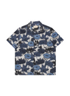 Selleck S/S Shirt Flower Collage Print in Navy Iris from Far Afield
