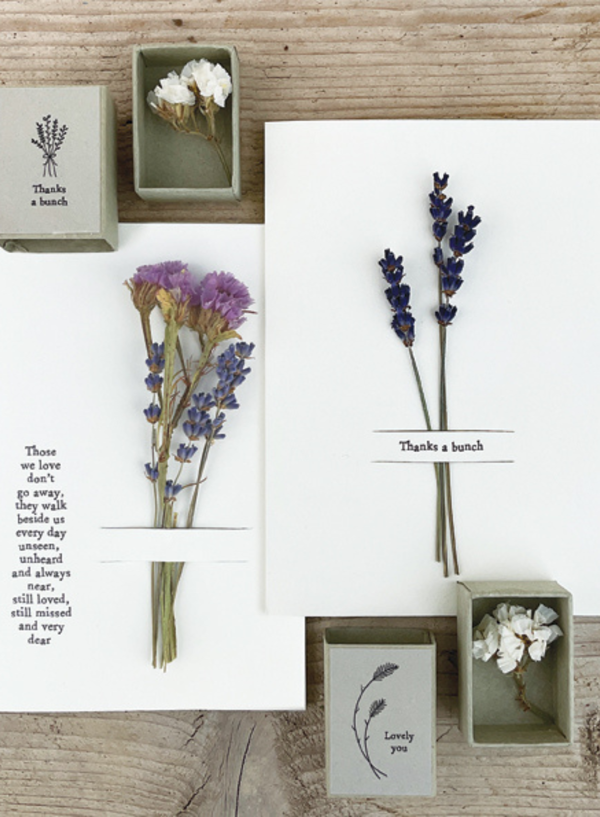 East of India Dried flower card Thanks a bunch