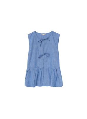 Ava Tie Front Blouse in Blue Stripes from Yerse