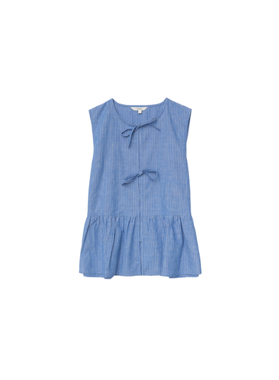 Ava Tie Front Blouse in Blue Stripes from Yerse
