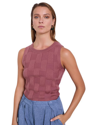 Sleeveless Basket Knit Top in Slate Rose from Skatïe