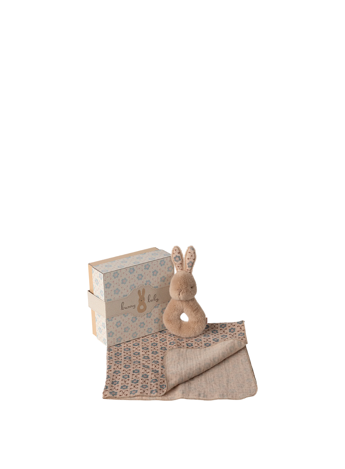 Rabbit Rattle Set in Cream Peach from Maileg