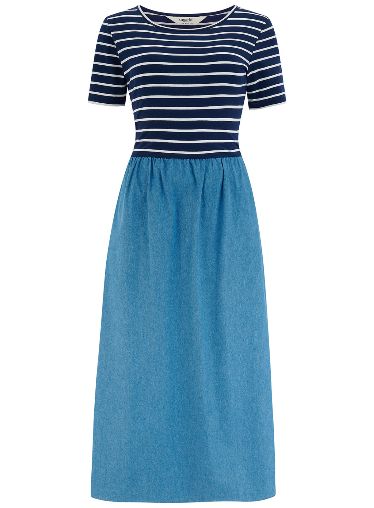 Sugarhill Rhian Jersey & Woven Mix Midi Dress