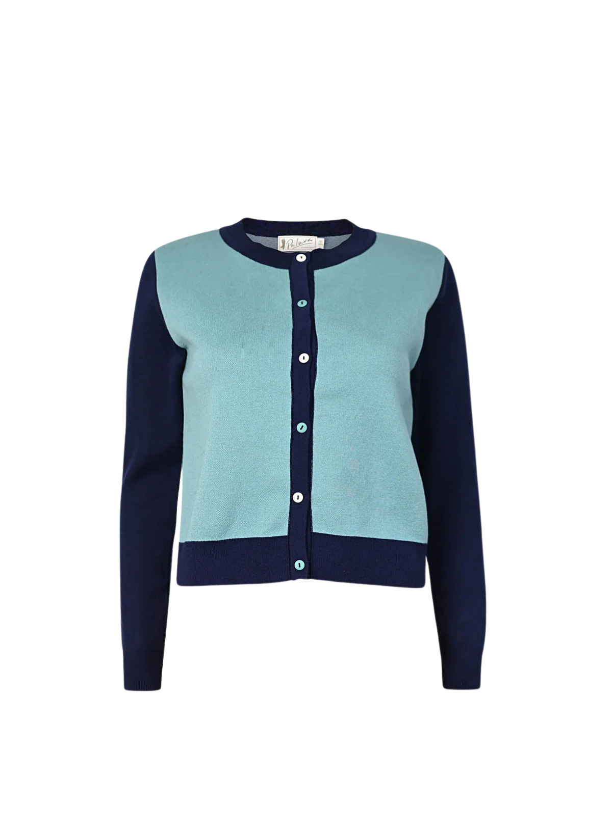 Vera Jacquard Cardigan in Teal Shark Attack from Palava