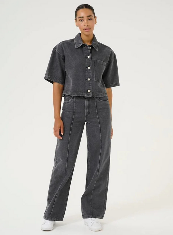 Khloe Pintuck Jeans in Medium Grey Denim from Kaffe