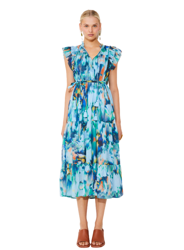 Calipso Dress in Turquoise Print from Suncoo
