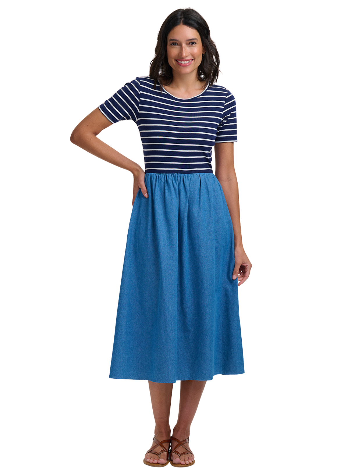 Sugarhill Rhian Jersey & Woven Mix Midi Dress