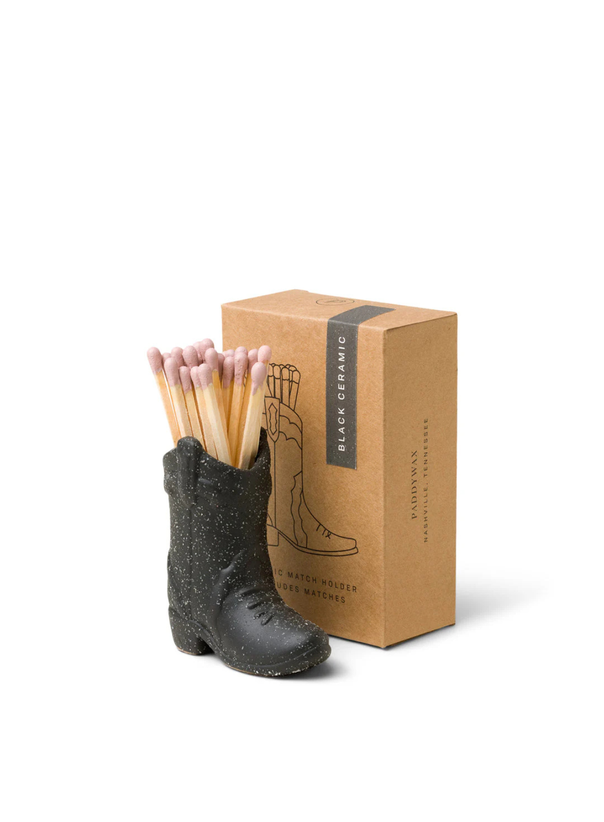 Cowboy Boot Match Holder in Black from Paddywax