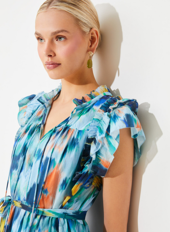 Calipso Dress in Turquoise Print from Suncoo