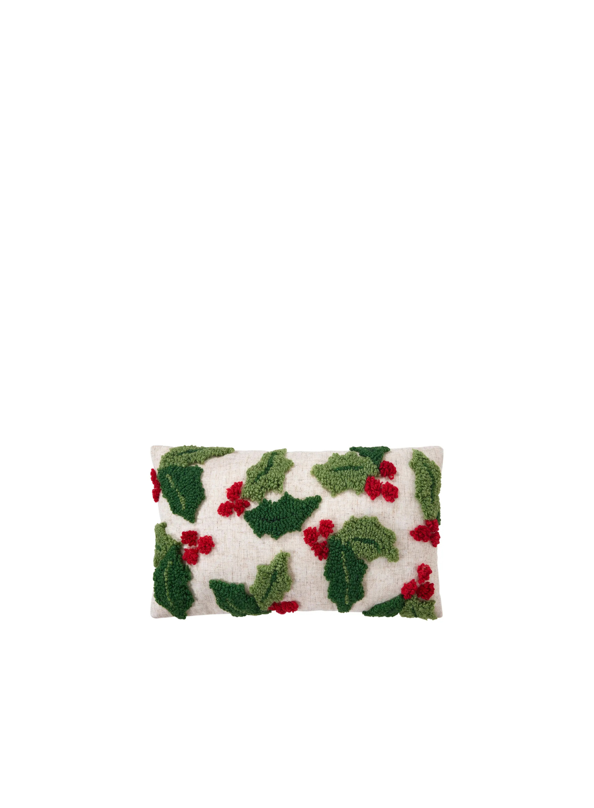 Holly W/Berries Tufted Hook Cushion from Peking Handicraft