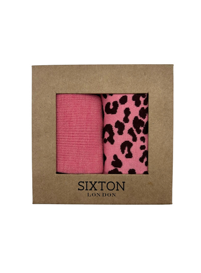 Leopard & Pink Barcelona Sock Box Duo from Sixton