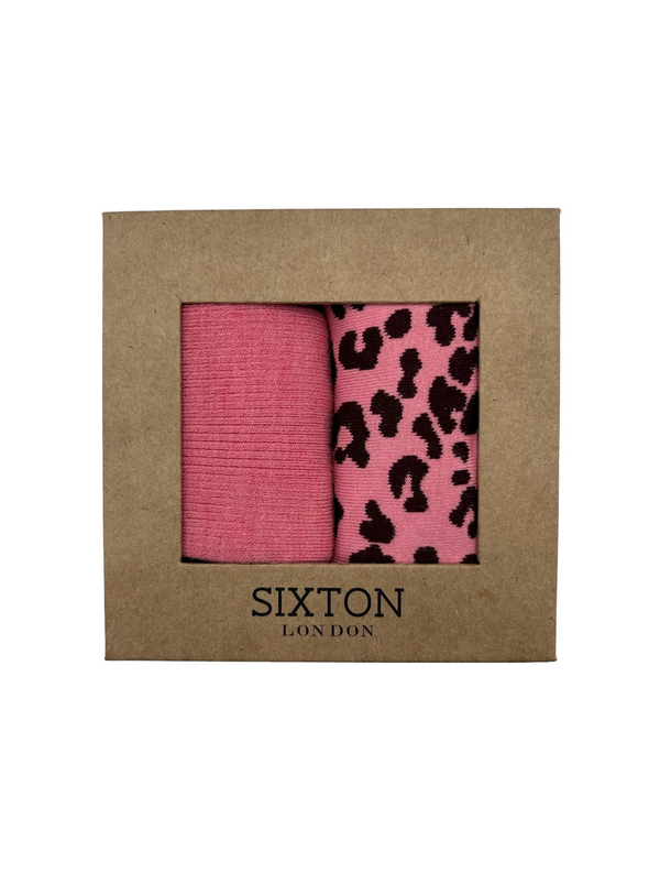 Leopard & Pink Barcelona Sock Box Duo from Sixton