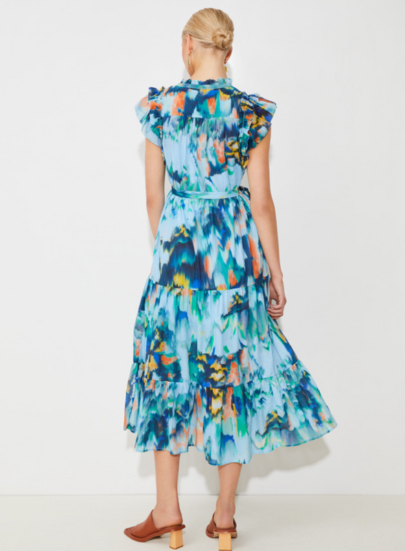 Calipso Dress in Turquoise Print from Suncoo