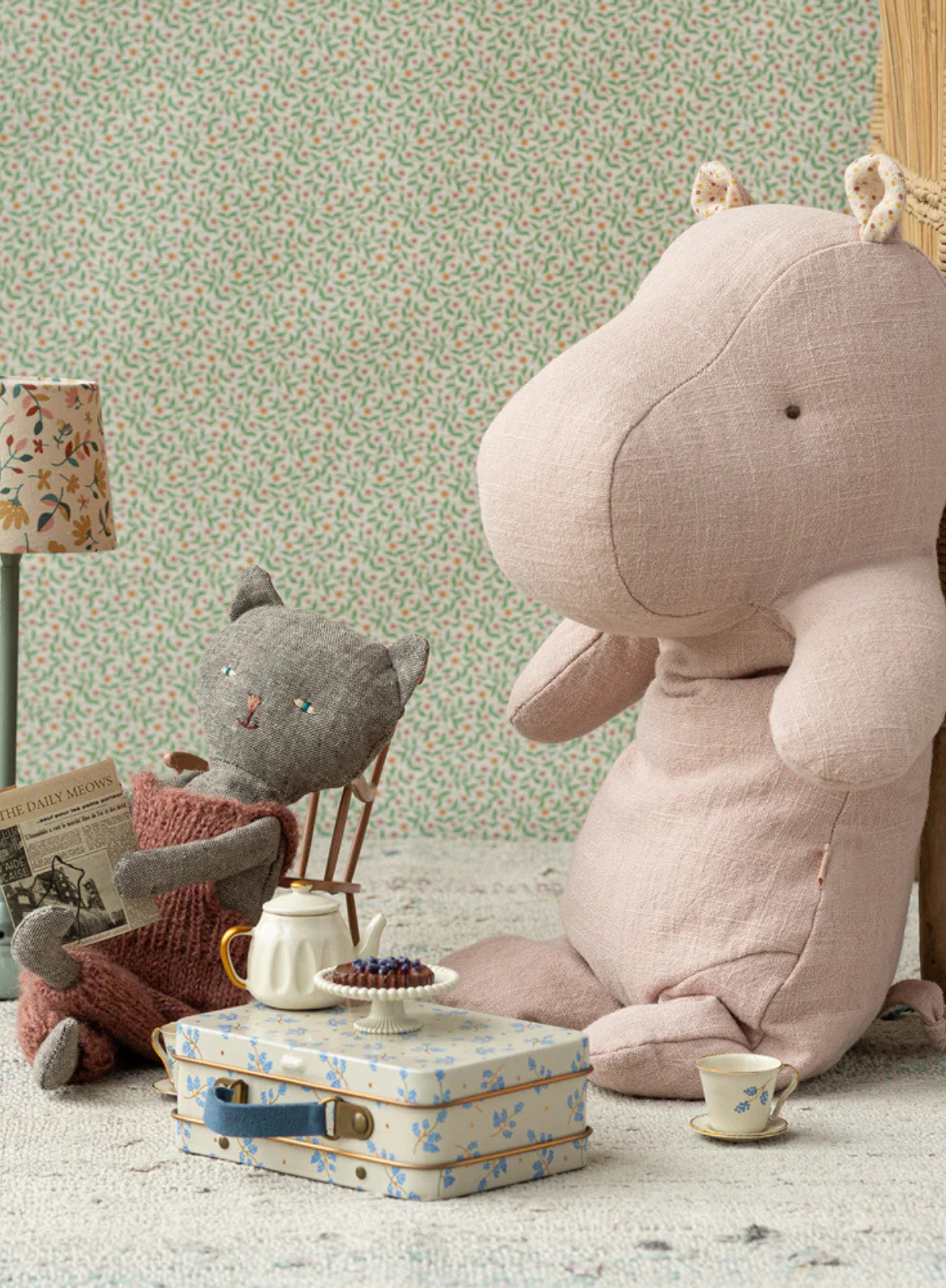 Maileg Safari Friends Hippo in Medium Light Rose