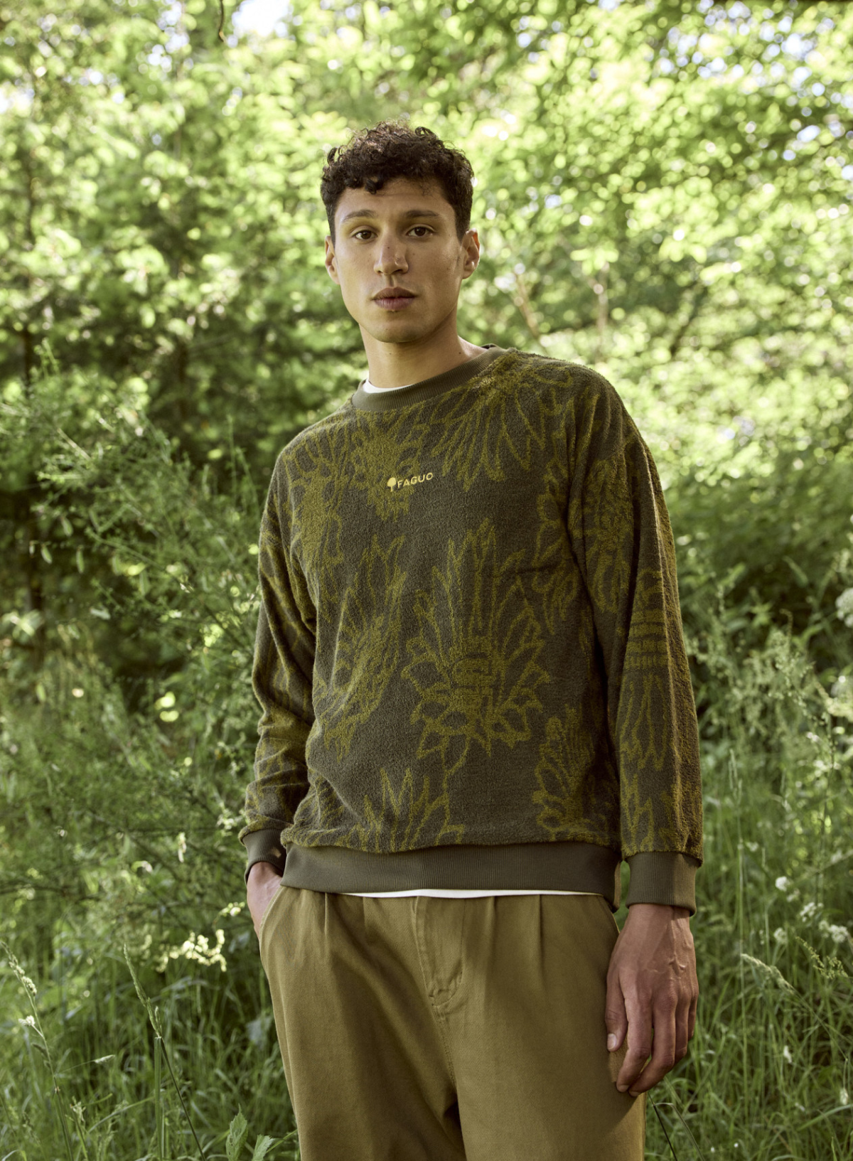 Faguo Fango Crew Neck Sweatshirt in Dark Khaki