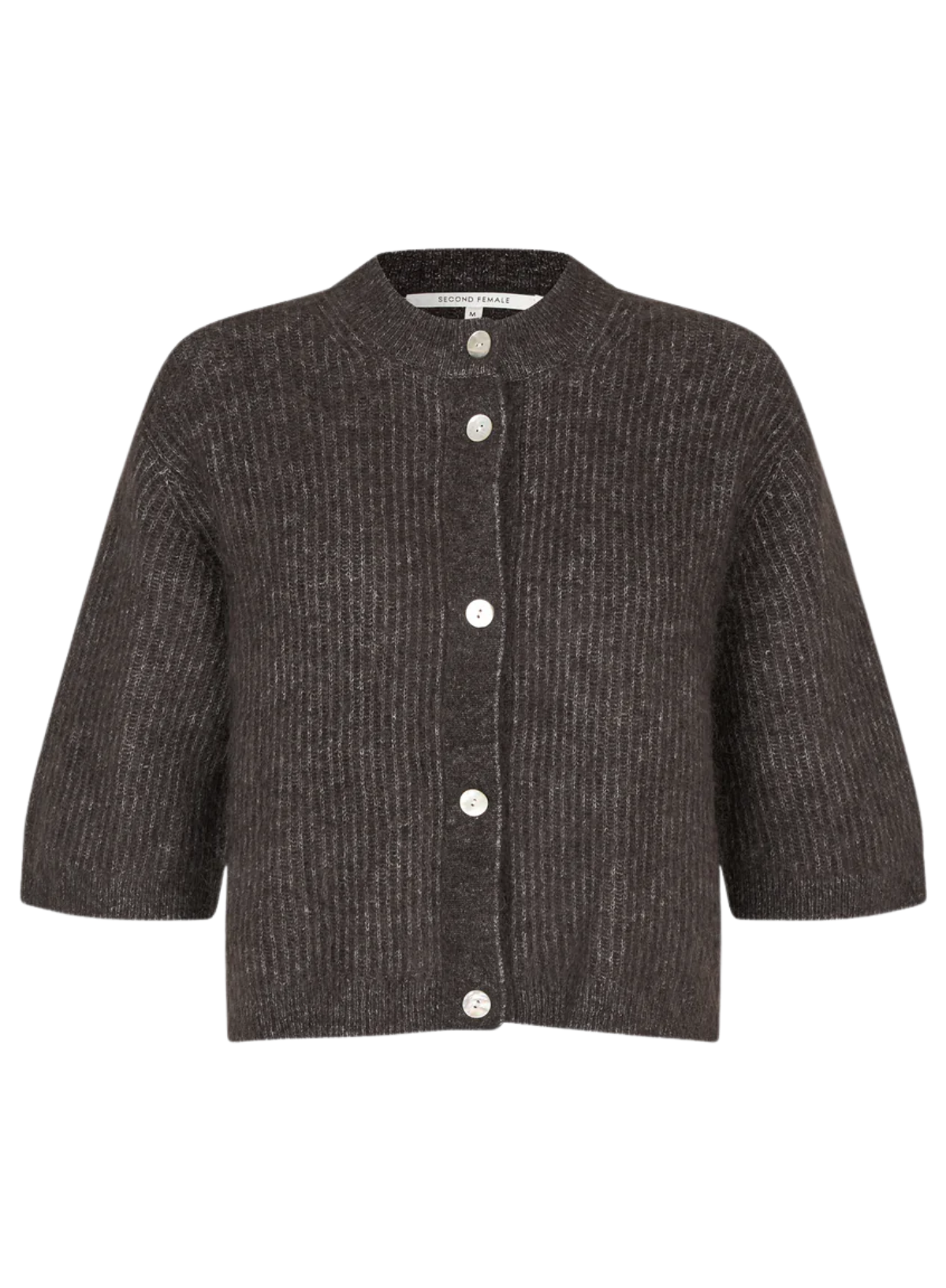 Second Female Andrea Knit Rib Cardigan in Chocolate Tort